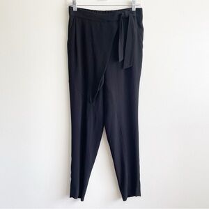 St. John crepe tie wrap bow crepe pants pull on black size 2 office luxury solid